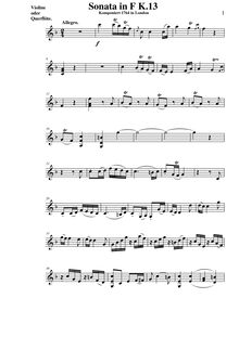 Partition violon (flûte) , partie, violon Sonata, Violin Sonata No.8