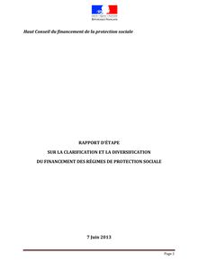 La clarification et la diversification du financement des régimes de protection sociale - Rapport d étape