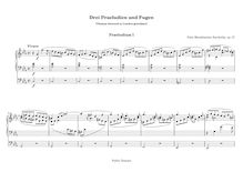 Partition Prelude et Fugue No. 1 en c minor, Three préludes et fugues
