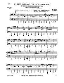 Partition , en pour Hall of pour Mountain King, Peer Gynt  No.1, Op.46 par Edvard Grieg