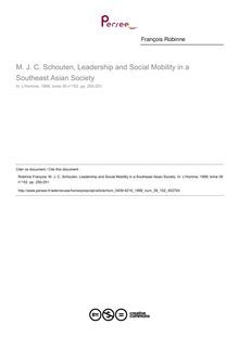 M. J. C. Schouten, Leadership and Social Mobility in a Southeast Asian Society  ; n°152 ; vol.39, pg 250-251