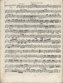 Partition violon II, corde quatuor No.2, Op.18/2, G Major, Beethoven, Ludwig van