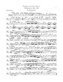 Partition basson 1, 2, Requiem, D minor, Mozart, Wolfgang Amadeus