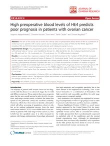 High preoperative blood levels of HE4 predicts poor prognosis in patients with ovarian cancer