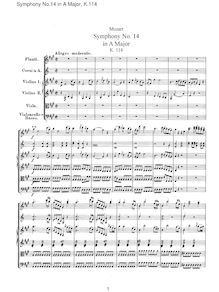 Partition complète, Symphony No.14, A major, Mozart, Wolfgang Amadeus