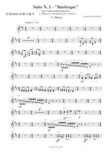 Partition clarinette 1/2 (B♭),  No.1  Burlesque , Krähenbühl, Samuel