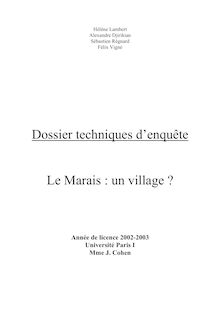 Le quartier du Marais à Paris : un village ?