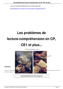 Les problèmes de lecture-compréhension en CP, CE1 et plus...
