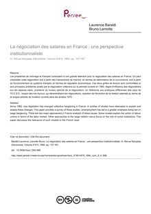 La négociation des salaires en France : une perspective institutionnaliste - article ; n°4 ; vol.9, pg 137-167
