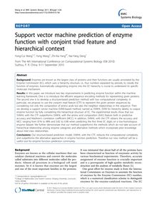 Support vector machine prediction of enzyme function with conjoint triad feature and hierarchical context