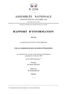 Rapport d information déposé en application de l article 145 du Règlement par la Commission des affaires étrangères en conclusion des travaux d une mission d information constituée le 11 février 2004 sur les ONG françaises