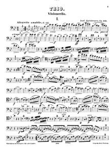 Partition de violoncelle, Piano Trio No.3, B♭ Major, Rheinberger, Josef Gabriel