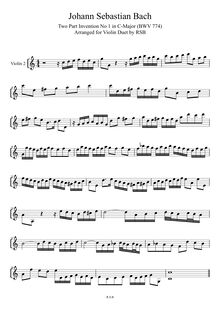 Partition violon 2, 15 Inventions, Bach, Johann Sebastian