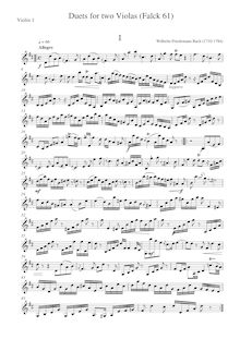 Partition violon 1, duos pour Two altos, Sonaten für Zwei Bratschen