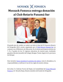 Mossack Fonseca entrega donación al Club Rotario Panamá Sur