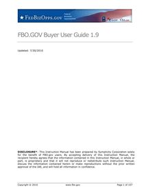 FBO.GOV Buyer User Guide 1.9