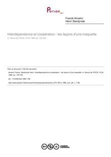 Interdépendance et coopération : les leçons d une maquette - article ; n°1 ; vol.26, pg 135-156