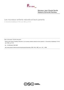 Les nouveaux enfants naturels et leurs parents - article ; n°1 ; vol.145, pg 61-81