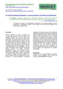 Eu animal welfare legislation: current position and future perspectives (Legislación de la UE sobre bienestar animal: situación actual y perspectivas)
