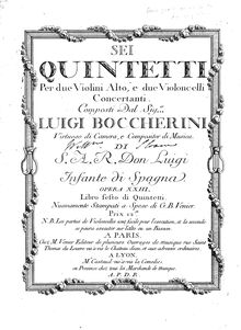 Partition violoncelle 2, 6 corde quintettes, G.289-294 (Op.20) (Boccherini, Luigi)