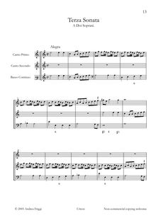 Partition complète, Terza Sonata A Doi Soprani, Castello, Dario