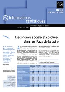 L économie sociale et solidaire dans les Pays de la Loire