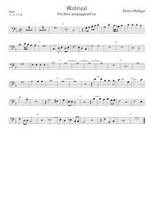 Partition viole de basse, madrigaux pour 5 voix, Philips, Peter