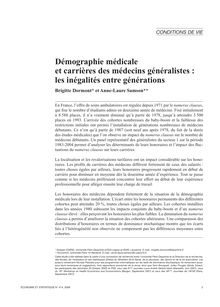 Démographie médicale et carrières des médecins généralistes : les inégalités entre générations - article ; n°1 ; vol.414, pg 3-30