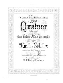 Partition violon 1, corde quatuor No.2, A major, Sokolov, Nikolay