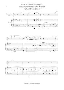 Partition de piano (avec Alto Saxophone), Rhapsody, Rhapsody forn Clarinet (or Alto Saxophon) and Piano