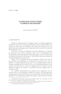 Le nouveau statut pénal de l’enfant mineur en Espagne - article ; n°1 ; vol.56, pg 159-174