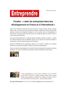 Ficadex : « aider les entreprises dans leur développement en France et à l international »