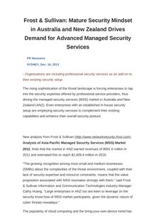 Frost & Sullivan: Mature Security Mindset in Australia and New Zealand Drives Demand for Advanced Managed Security Services