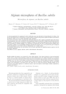 Alginate microspheres of Bacillus subtilis. (Microesferas de alginato con Bacillus subtilis)