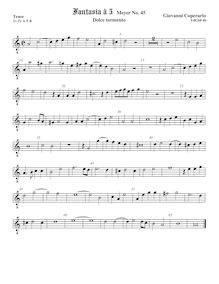 Partition ténor viole de gambe 2, octave aigu clef, Fantasia pour 5 violes de gambe, RC 63