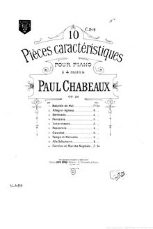 Partition No.9 Alla Schumann, 10 Pièces caractéristiques, Chabeaux, Paul