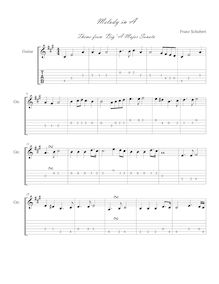 Partition No.3 en A major, after Franz Schubert, Beginner guitare Scales Melodies