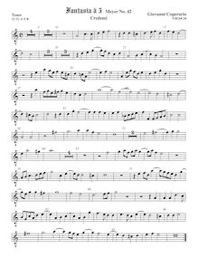 Partition ténor viole de gambe 2, octave aigu clef, Fantasia pour 5 violes de gambe, RC 47