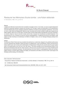 Restaurer les Mémoires d outre-tombe : une fiction éditoriale - article ; n°91 ; vol.26, pg 99-110