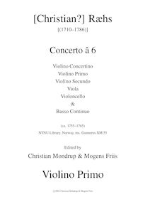 Partition violons I, Concerto â 6, D Major, Ræhs, Christian