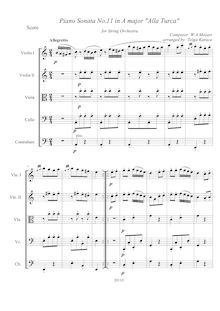 Partition complète, Piano Sonata No.11, Alla Turca, A major, Mozart, Wolfgang Amadeus par Wolfgang Amadeus Mozart