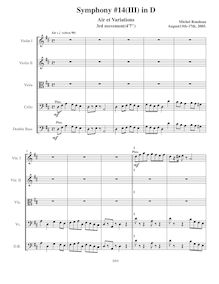 Partition , Air et Variations, Symphony No.14, D major, Rondeau, Michel