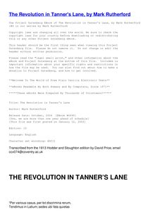 The Revolution in Tanner s Lane
