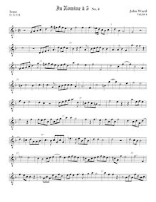 Partition ténor viole de gambe, octave aigu clef, 5 en Nomines a 4 par John Ward