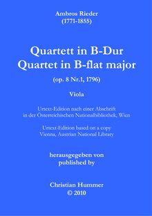 Partition viole de gambe, corde quatuor en B-flat major, B flat major