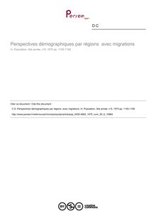 Perspectives démographiques par régions  avec migrations - article ; n°6 ; vol.30, pg 1155-1158