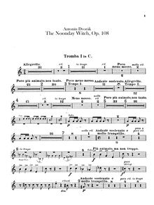 Partition trompettes 1, 2 (en C), pour Noon Witch, Polednice, Dvořák, Antonín