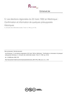 Les élections régionales du 22 mars 1992 en Martinique : Confirmation et information de quelques présupposés théoriques - article ; n°1 ; vol.13, pg 81-92
