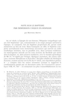 Text complet - NOTE SUR LE BAPTEME PAR IMMERSION UNIQUE EN HISPANIE