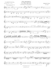 Partition clarinette en B♭, Three mouvements pour vent quintette